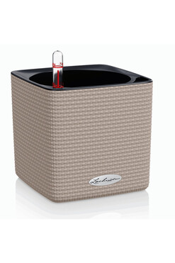 Cube, doniczka z nawadnianiem, piaskowy, wym.14x14cm