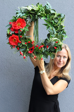 U Tereni, ozdobny wianek z makami, śr.50cm