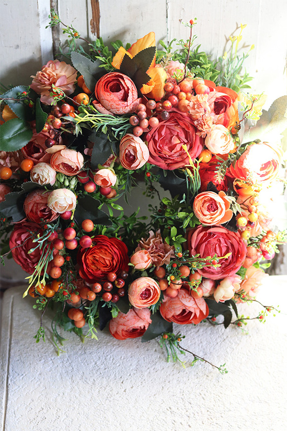 dekoracyjny wianek na drzwi, Orange New, śr.35cm 