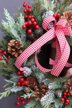 Redite 3, mroźny wianek zimowy z kokardą, śr.47cm