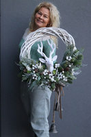 Scandi Laponia 2, świąteczny wianek z reniferem