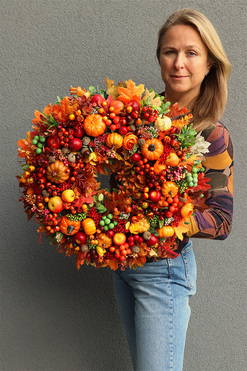 Jesień w Pełni M, dekoracyjny wianek z owocami, śr.47cm  