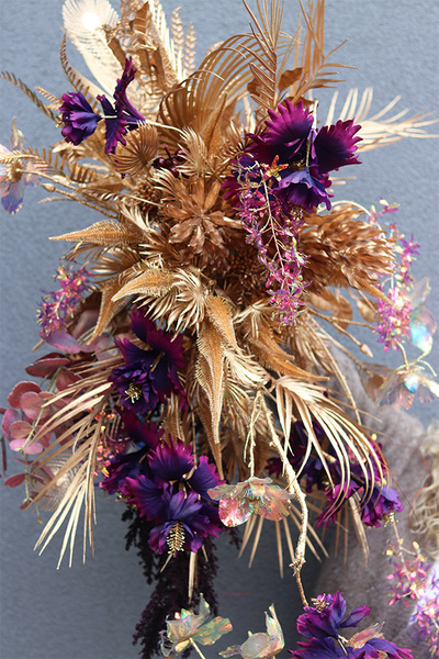 Glamour Gold, dekoracyjny panel ze sztucznych kwiatów