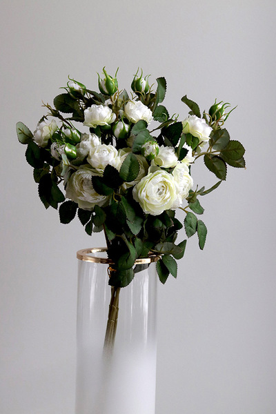 Rosalie, gałązka sztucznej róży, biała