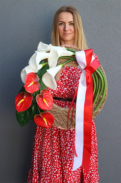 OD RĘKI Polonijny, wianek patriotyczny na drzwi, rozp.50cm