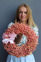 Len TenDom, dekoracyjny wianek z suszu stabilizowanego, róż, śr.33cm