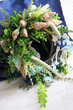 marynistyczny wianek z zawieszką, Rybka, śr.34cm