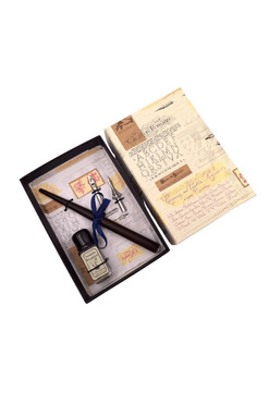 Pasjonata, elegancki zestaw do kaligrafii, 2 stalówki + kałamarz