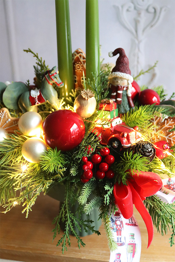 Green Deluxe, świąteczny stroik LED w pucharze