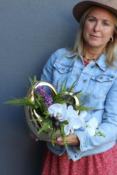  Leffere, dekoracja nagrobna w naczyniu serce, wym.24x38x28cm