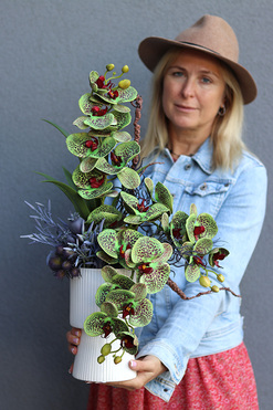 Neddre Green, wysokiej jakości sztuczny storczyk, wym.59cm