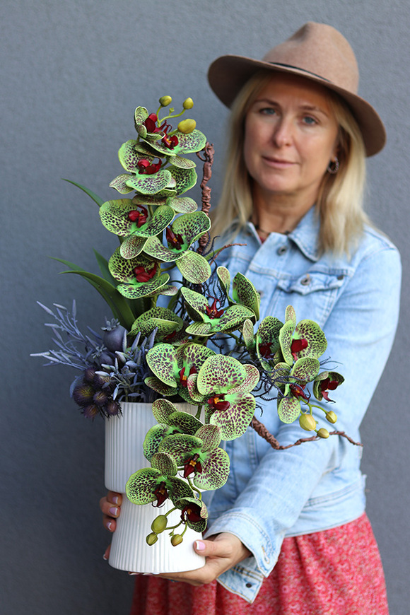 Neddre Green, wysokiej jakości sztuczny storczyk, wym.59cm