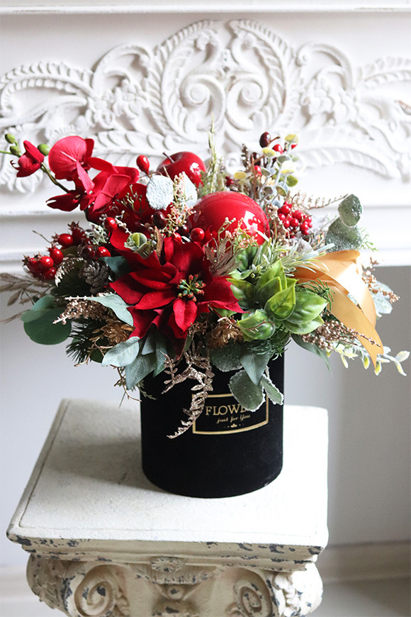 Black Velvet, flowerbox bożonarodzeniowy z orchideą