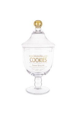 Sweets&Treats, szklana bomboniera na nodze E, wym.30x14x14cm