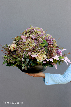 Mortario Hydrangea, kompozycja nagrobna w misie, wym.40x60cm