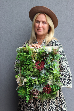 efektowna kwietna rama jednostronna, Sukulenty Revollito 2, wym.40x34.5cm