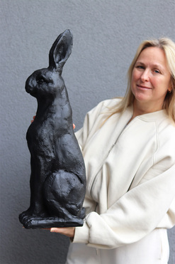 Zając Angielski Black, duży zajączek wielkanocny figurka, wys.70cm