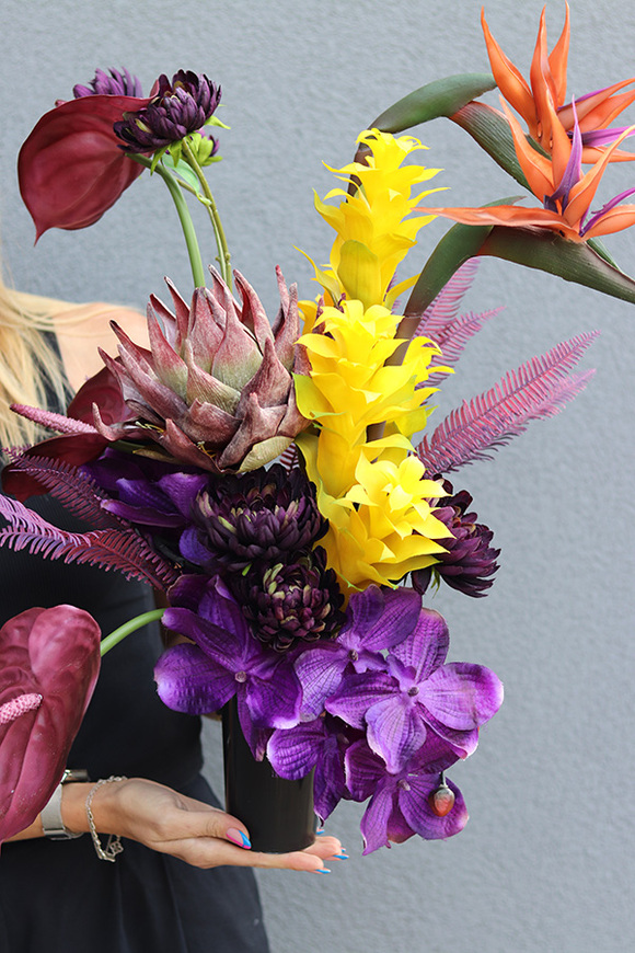  Heriosa, nowoczesny bukiet nagrobny we wkładzie, dł.50cm