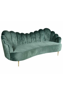 Glamour, sofa w kształcie muszli, zielona, wym.93x228x90cm