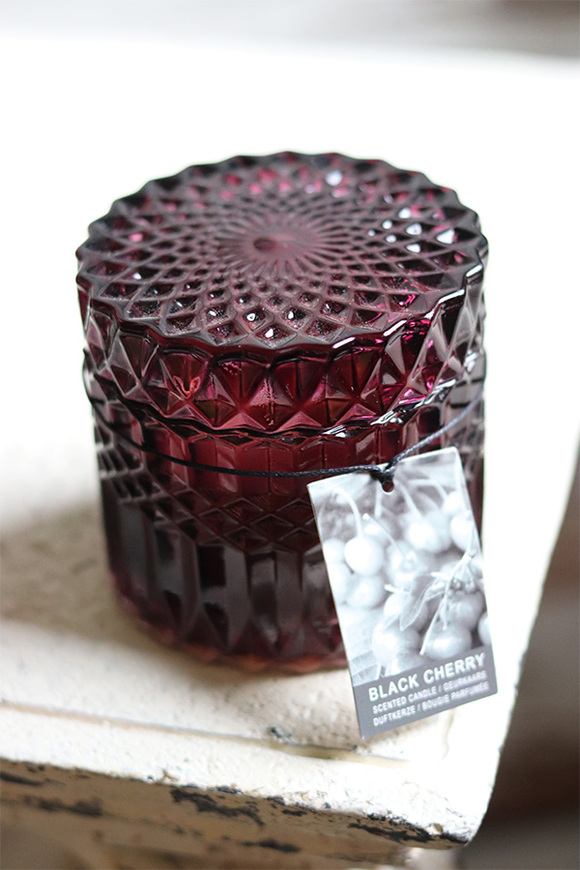 Crystal, elegancka świeca w szkle, ciemny różowy, śr.8.5xwys.8.5cm