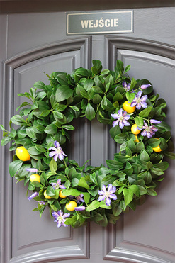 Mamma Mia!, zielony wianek na drzwi z owocami, śr.68cm