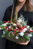  Golden Time 2, świąteczny stroik LED w naczyniu