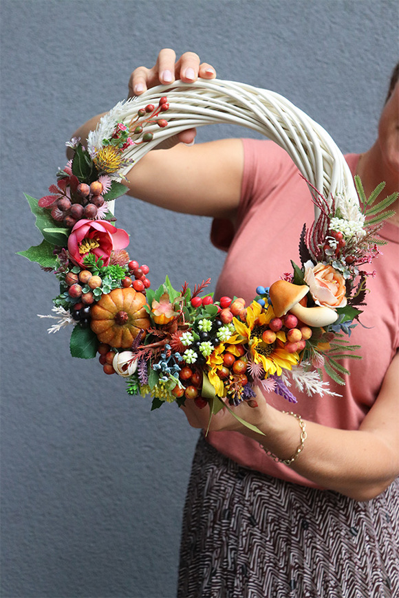 Delona, wianek jesienny z dynią, śr.34cm