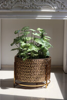 Golden Knot L, metalowa doniczka osłonka na nóżkach