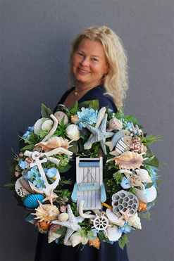 Leżak, marynistyczny wianek do powieszenia, śr.46cm 