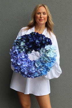 Blue Hydrangea, wysokiej jakości wianek z hortensjami, śr.44cm
