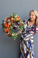 Jesienna Helina, jesienny wianek z dyniami,