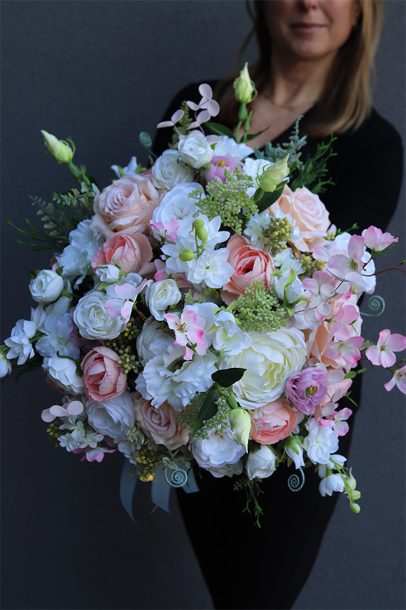 Vellurra Light Blue, welurowy flowerbox z zawieszką, wys.42cm  