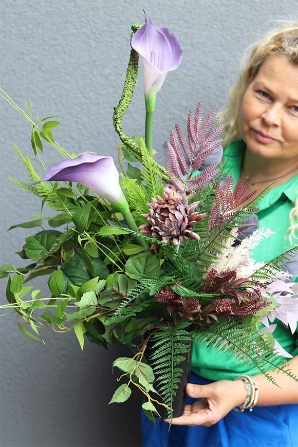 Fioletana, bukiet nagrobny we wkładzie