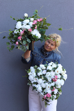 Serce Pełne Miłości, komplet dekoracji nagrobnych, wiązanka + bukiet