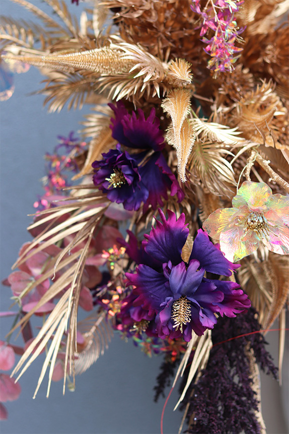 Glamour Gold, dekoracyjny panel ze sztucznych kwiatów