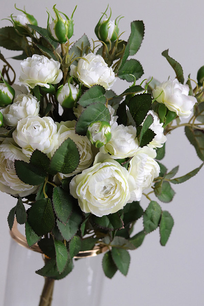 Rosalie, gałązka sztucznej róży, biała