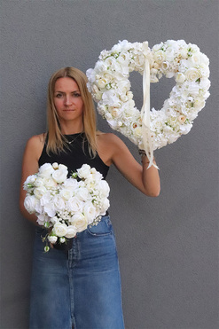 Cuore Mio, komplet dekoracji nagrobnych, bukiet + wieniec