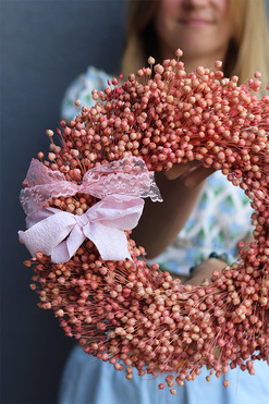 Len TenDom, dekoracyjny wianek z suszu stabilizowanego, róż, śr.33cm 