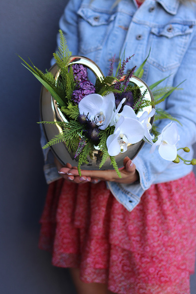  Leffere, dekoracja nagrobna w naczyniu serce, wym.24x38x28cm