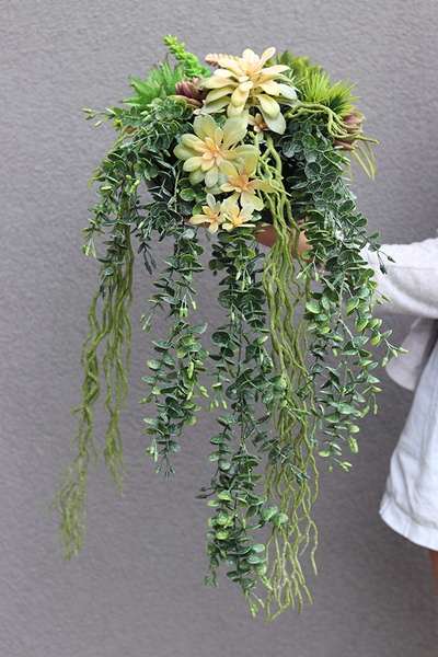 Green Delia, zielona kompozycja z sukulentami, wym.25x32cm