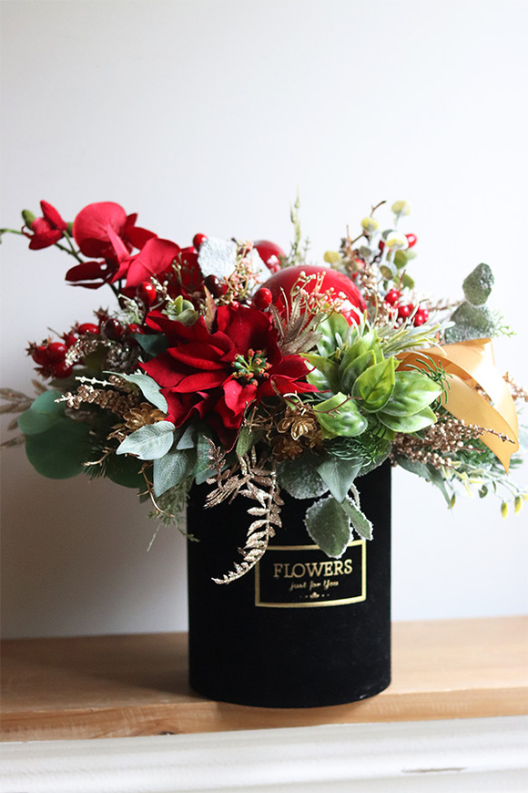 Black Velvet, flowerbox bożonarodzeniowy z orchideą