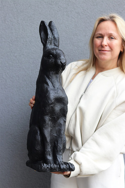 Zając Angielski Black, duży zajączek wielkanocny figurka, wys.70cm