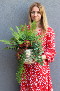 Bizett, sukulenty w ozdobnej donicy, wys.47cm