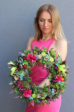 Garden Beauty, dekoracyjny wianek z motylem, śr.38cm