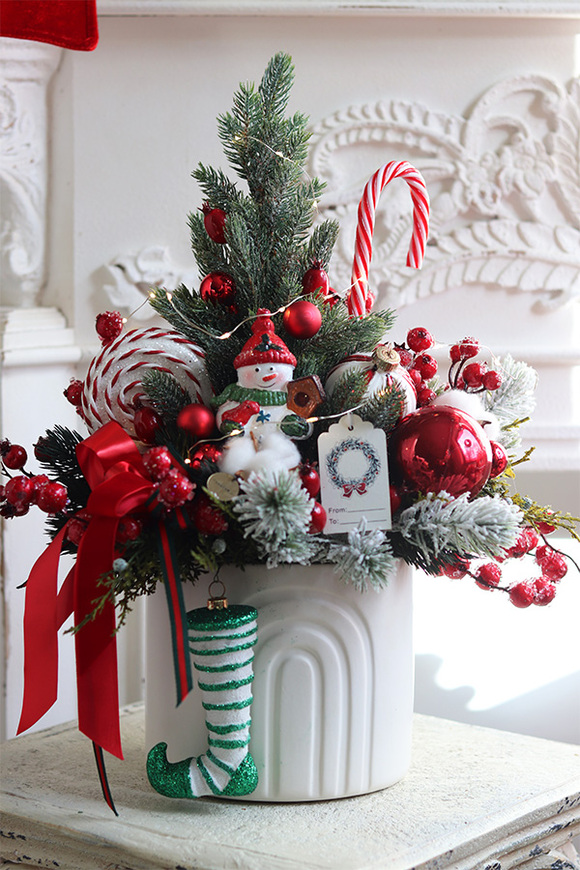 Lollypop Snowman, świąteczny stroik LED z choinką	