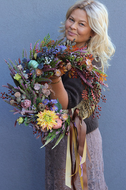 Dyniella, elegancki jesienny wianek na drzwi, rozp.42cm