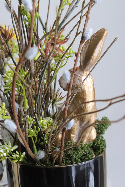 Simple Easter Glamour, stroik wielkanocny z forsycją