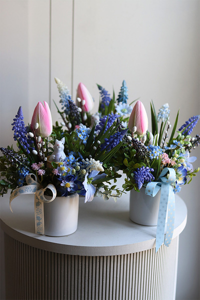 Szafirkowo New, stroik wielkanocny z szafirkami