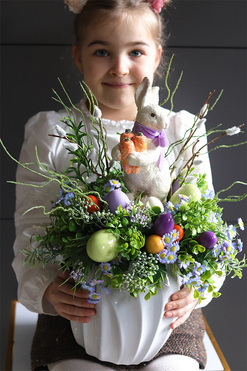 Bunny Star Velveti, stroik wielkanocny na stół, wym.46x56cm  