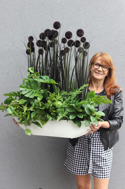 Black Grass Laos, zielona kompozycja w naczyniu, wym.87x83cm